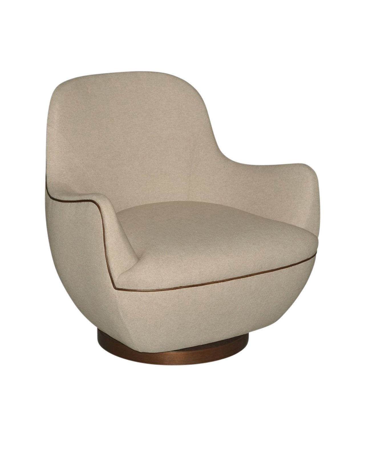 Brene Walnut Swivel Armchair, Felton Oatmeal