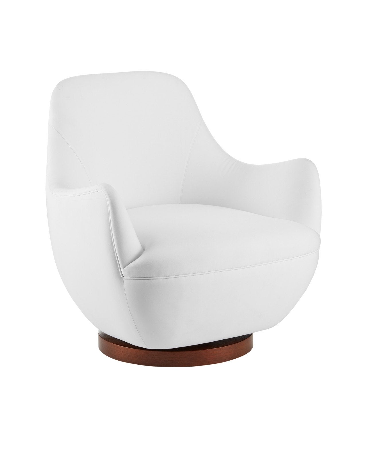 Brene Walnut Swivel Armchair, Muslin