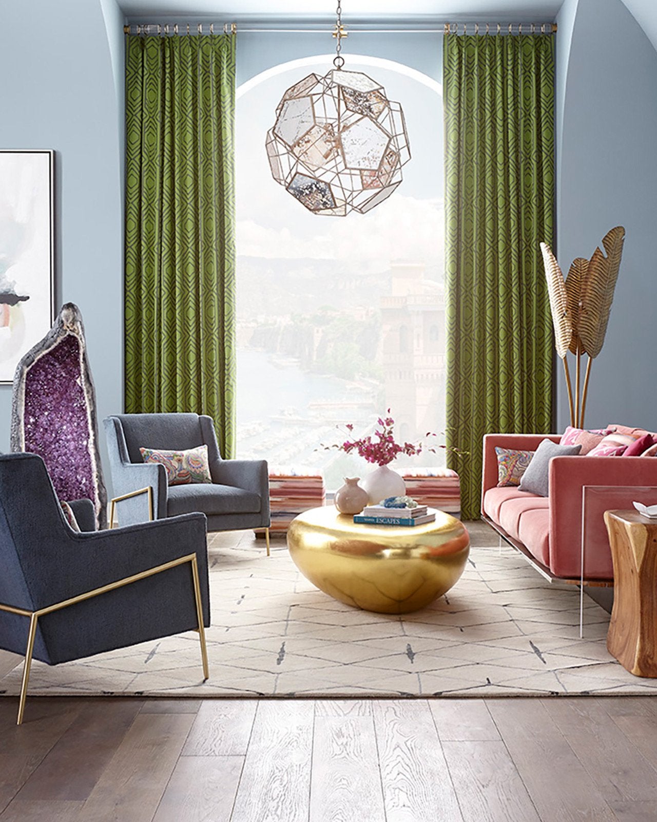 Tropical Large Brass Floor Lamp