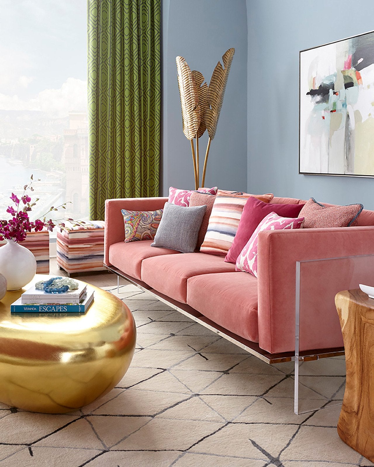 Tropical Large Brass Floor Lamp